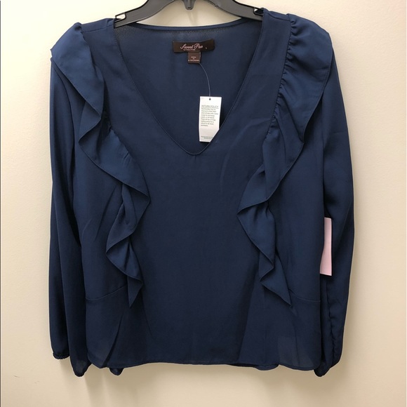 Sweet Pea by Stacy Frati Tops - 🔹Navy Blue Ruffled Blouse